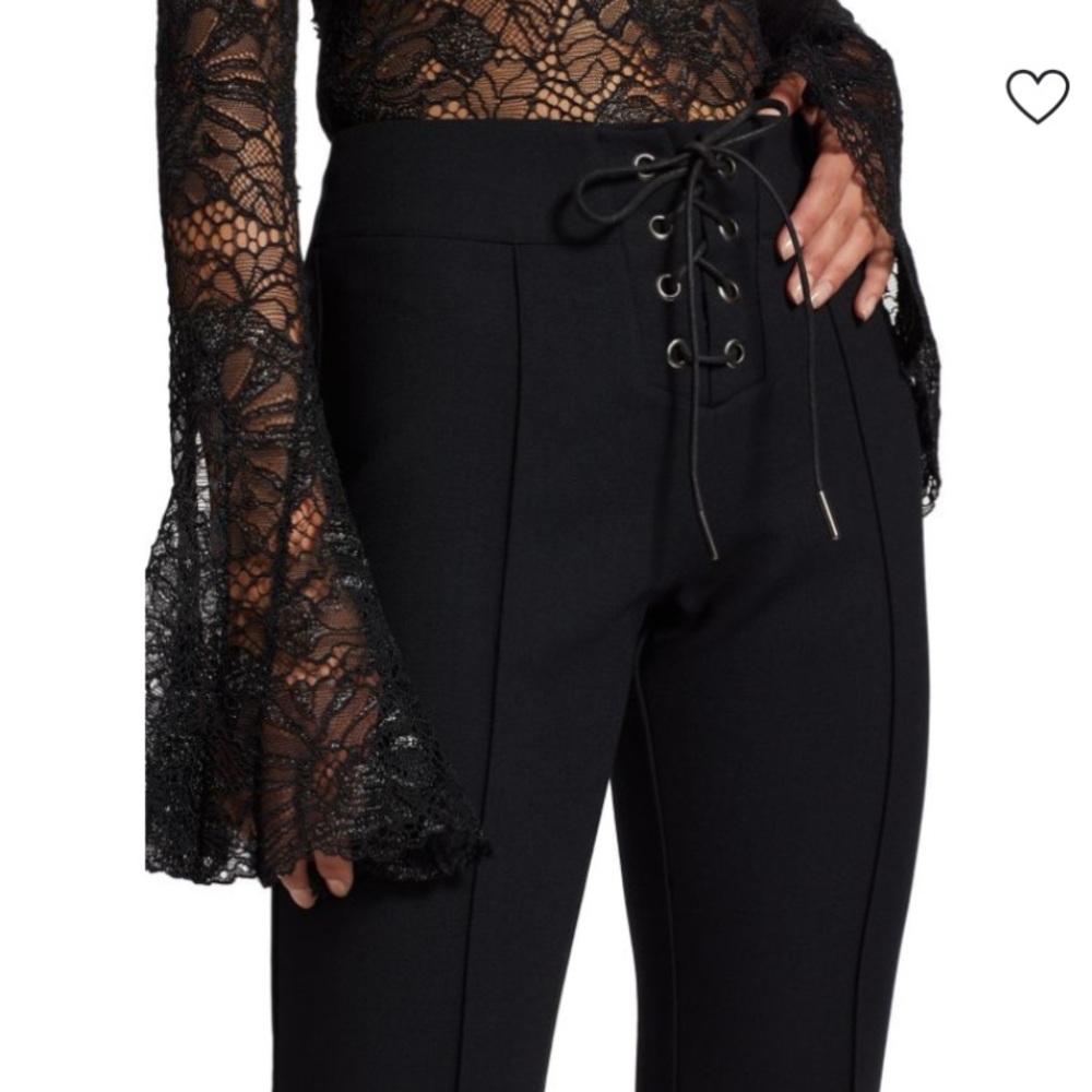Black Lace-Up Women's Pants - Picture 6 of 8
